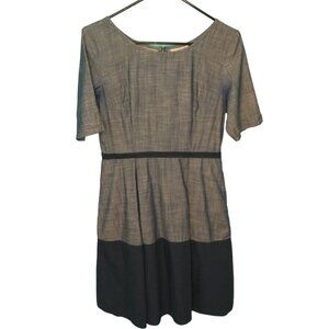 Eshakti Short Sleeve Fit & Flare Dress Blue Denim Color Block Medium